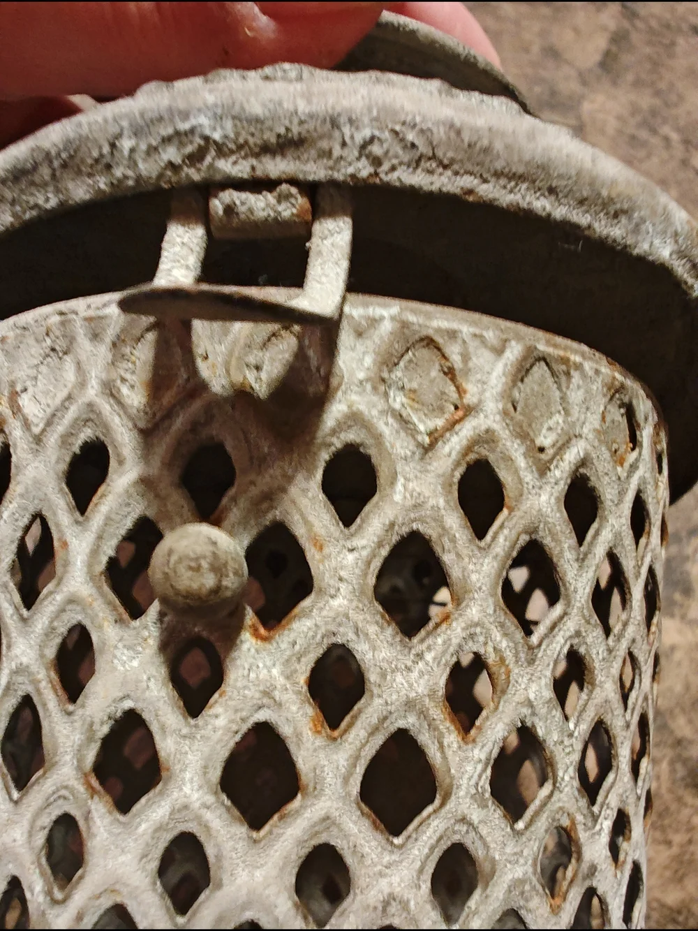 Rustic Metal Lantern with Lattice Pattern - Picture 6 of 11